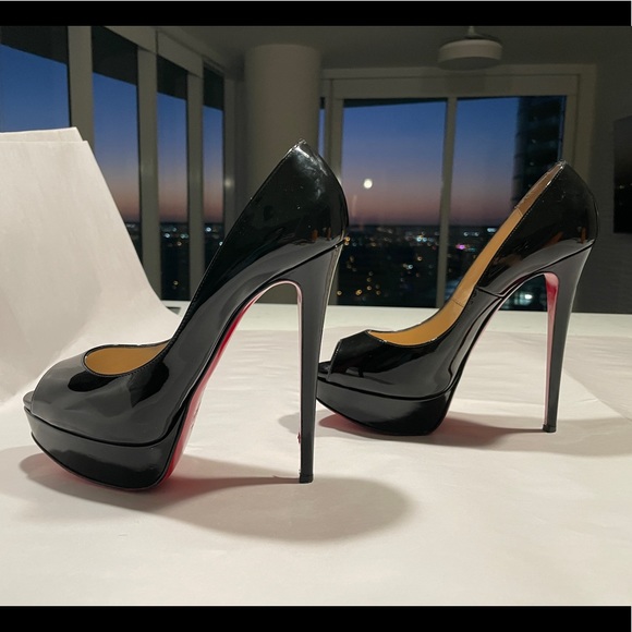 Christian Louboutin Black Peep Toe Platform Pumps Heels Size US 8. - Picture 4 of 5
